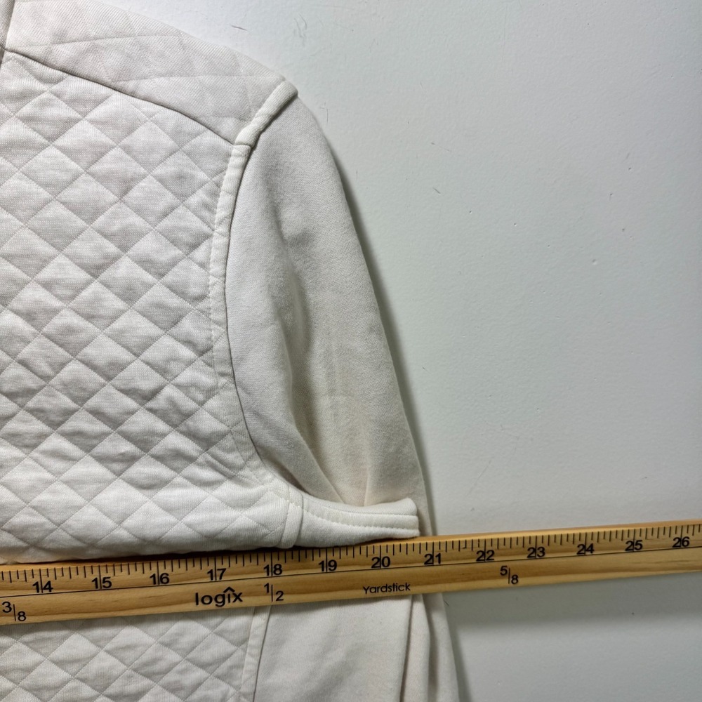 LL Bean Women Quilted Large Full-Zip Sweatshirt Classic Cream Soft - Picture 8 of 11